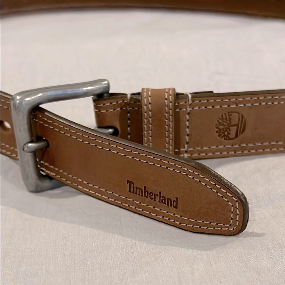 LAST CALL: NWOT Men’s 36 TIMBERLAND TIMS Light Brown Stitched Leather Belt Tan